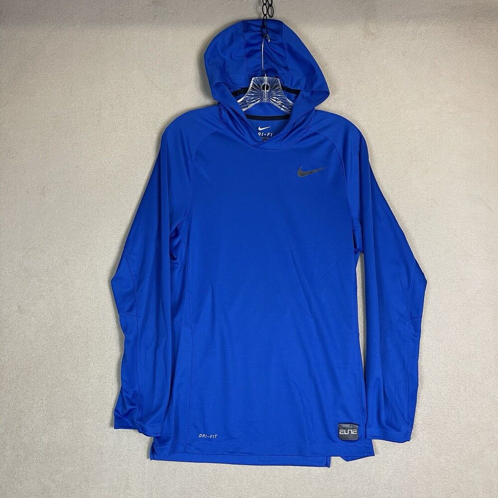 Nike Hoodie Adult Small Blue‎ Long Sleeve T-Shirt Elite Dry Fit Pullover Mens